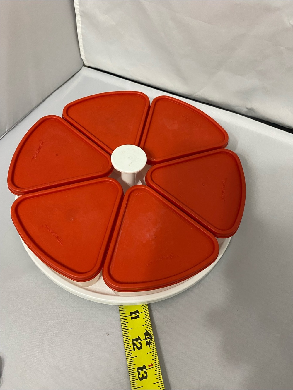 Tupperware Red 6-Segment Rotating Food Storage Carousel